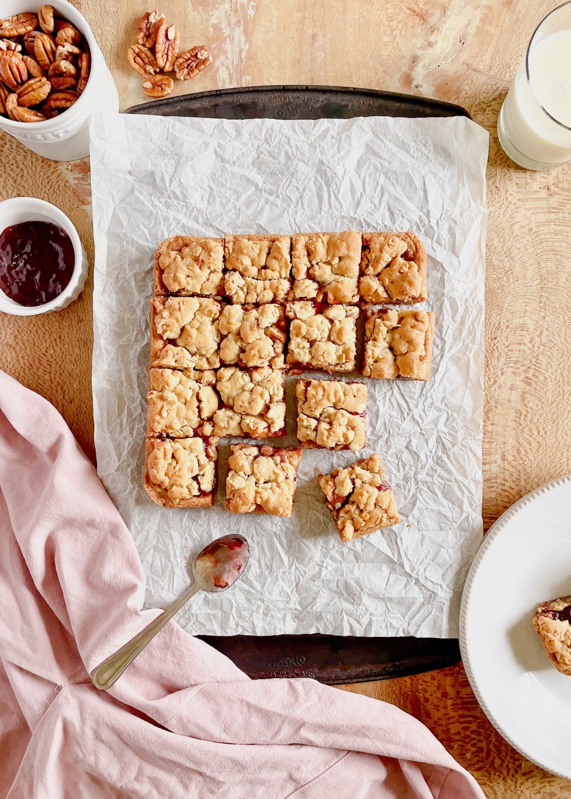 Strawberry Pecan Jam Bars by The Nostalgic Crumb