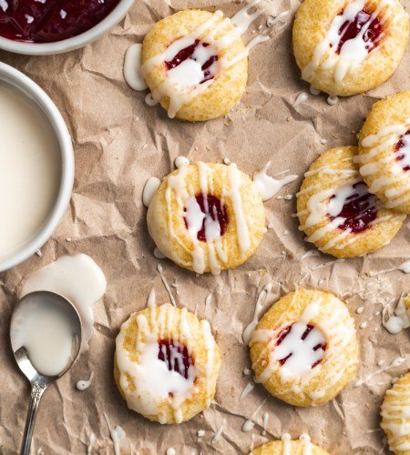 Raspberry Almond Thumbprint Cookies