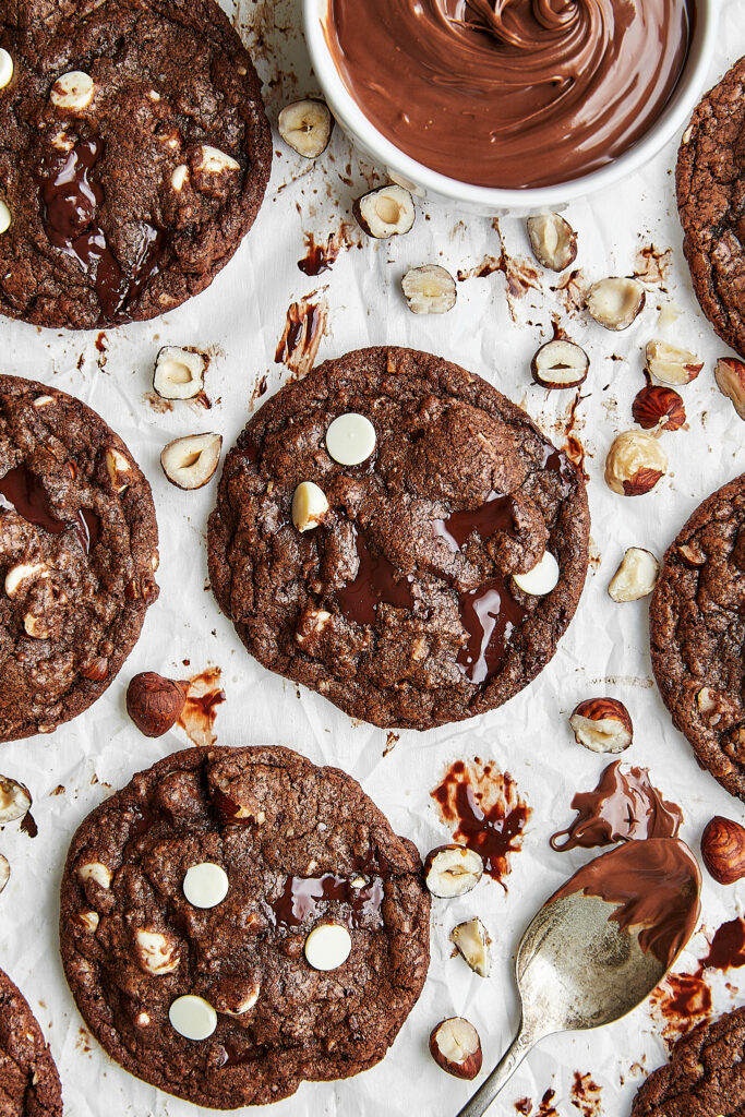 Nutella White Chocolate Hazelnut Cookies - The Nostalgic Crumb